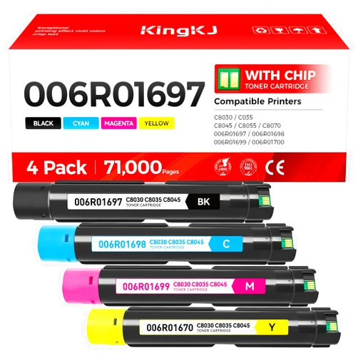 KingKJ AltaLink C8030 C8035 C8045 Toner Cartridge Set 4-Pack Replacement for Xerox 006R01697 006R01698 006R01699 006R01700 Compatible for Xerox C8030 C8035 C8045 C8055 C8070 Printer Black Cyan Magenta Yellow