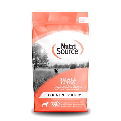 NutriSource Seafood Select Grain-Free Dog Food, Made with Salmon and Menhaden Fish Meal, 5LB, Dry Dog Food