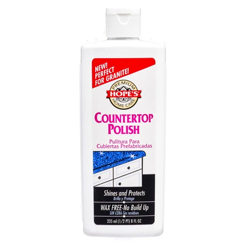 HOPE'S Countertop Restoration Polish - Shines and Protects with No Build-Up - Streak-Free Kitchen Counter Cleaner - Quartz, Marble, Corian, Laminate, Granite Countertop Cleaner, 8 Fl Oz, Pack of 1
