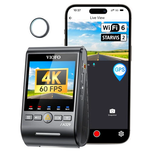 VIOFO A329 4K 60FPS Dash Cam Front, Wi-Fi 6 App Control, STARVIS 2 Sensor, Support 4TB SSD Storage & 512GB microSD Card, Ultra HD 4K Dash Camera for Cars, HDR Night Vision, 24H Parking Mode