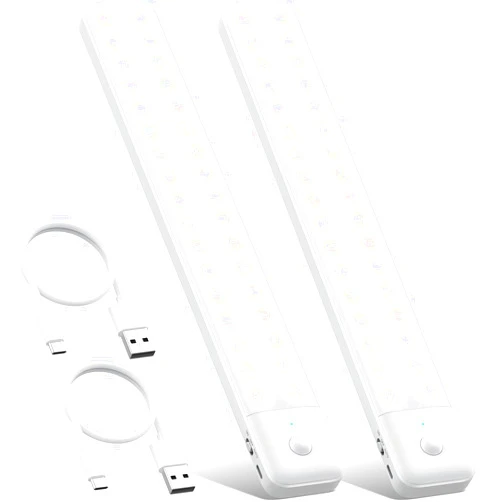 QTshine [2 Pack] Under Cabinet Light 80LEDs,Motion Sensor Led Light Indoor,USB C Rechargeable Closet Under Counter Lighting,12.6inch Battery Powered Operated Night Light for Kitchen,Wardrobe,Cupboard