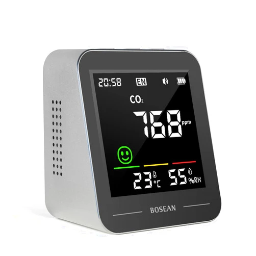 MOESAPU C02 Carbon Dioxide Monitor, Portable Indoor Air Quality Meters, Temperature & Relative Humidity Sensor, CO2 Meter with Alarm, for Home, Grow Tents, Cars
