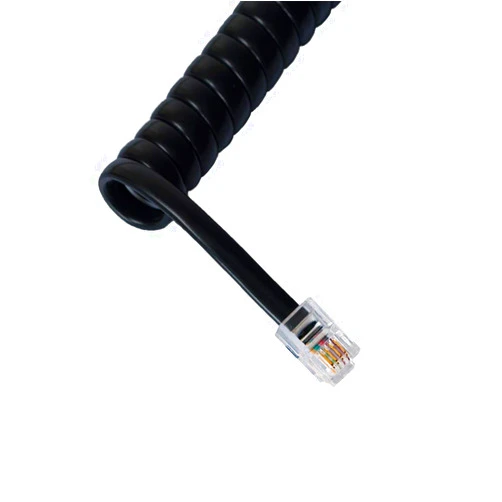 Cablesys Coiled Telephone Handset Cord for Use with PBX Phone Systems, VoIP Telephones - 25 Ft Uncoiled, Rj22, 1.5 Inch Lead on Both Ends, Flat Black