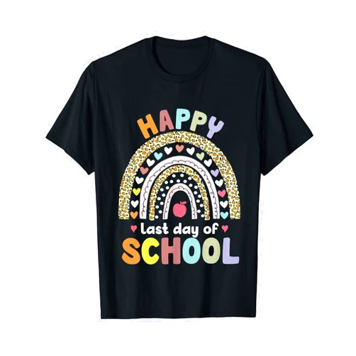 Birkenstock Happy Last Day of School Rainbow Leopard Teacher Student T-Shirt