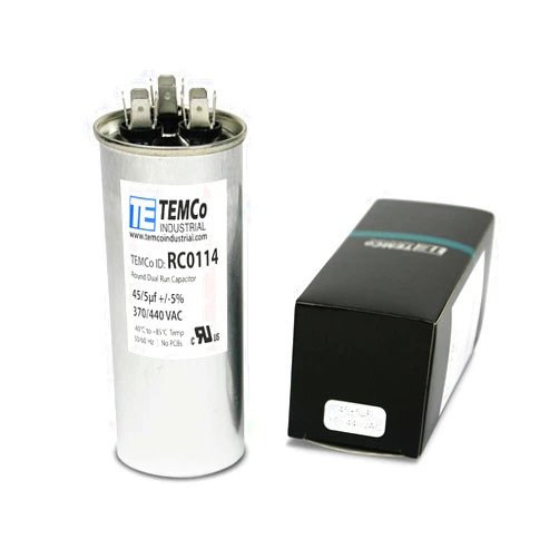 TEMCo Industrial TEMCo 45+5 uf/MFD 370-440 VAC Volts Round Dual Run Capacitor 50/60 Hz AC Electric - Lot -1 (Optional uf/MFD, Voltage and Lot Quantities Available)