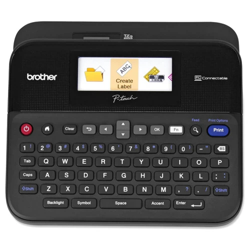 Brother P-Touch Label Maker, PC-Connectable Labeler, PTD600, Color Display, High-Resolution PC Printing, Black, Black/Gray