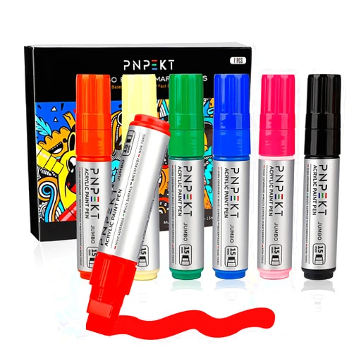 PNPEKT Jumbo Acrylic Paint Markers,15mm Felt Tip Jumbo Colored Markers Water Based Paint Pens For Wood, Rock,Plastic and Almost All Solid Surfaces,Marker Pen Set For Artists, Students, Teenagers & Adults