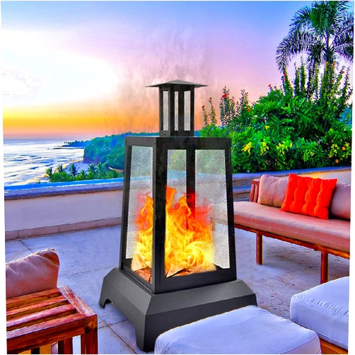 NSdirect Large Fire Pit Steel Wood Burning Outdoor Fireplace Tower 44