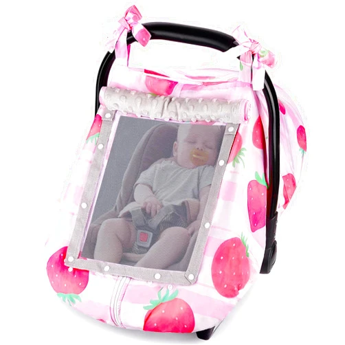 FIOBEE Baby Car Seat Cover, Car Seat Covers for Babies Infant Car Seat Canopy with Breathable Mesh Window Waterproof Carseat Cover for Babies Boy Girl 4 Seasons