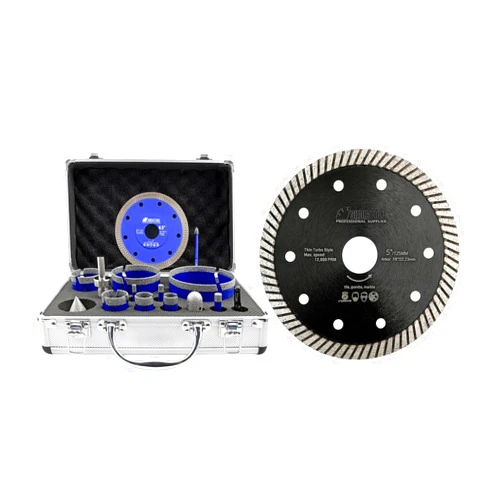 SHDIATOOL Diamond Tile Drill Bits Kit 15pcs, Porcelain Hole Saw Sets, Core Bits Cutter for Drilling Ceramic Marble Granite (6/8/10/20/25/35/50/75/100/20MM/2/SDS/HEX/6MM/4.5”)