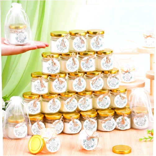 Threlaco 40 Pcs Baby Shower Candle Favors Bulk Glass Lavender Scented Jar Candle Rustic Baby Shower Birthday Gender Reveal Candle for Baby Shower Party Thank You Guest Gifts