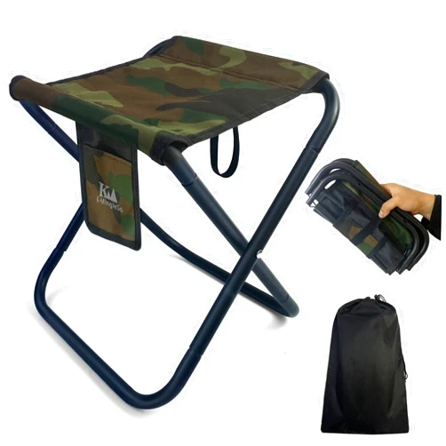 K-MingleSo Upgraded Portable Folding Stool, 13 Inch Camping Stool for Adults Fishing Hiking Gardening and Beach with Carry Bag, Hold Up to 450lbs[Camo]