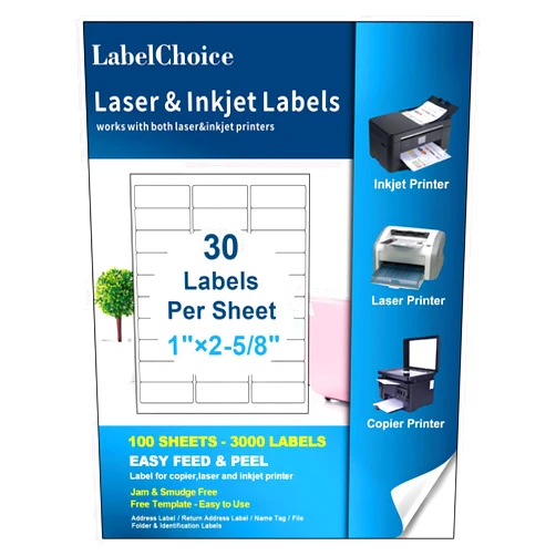 LabelChoice 100 Sheets 3000 Labels 30-up 1