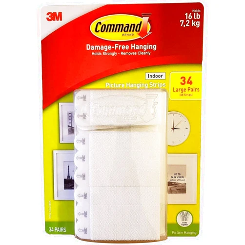 Command Indoor Picture Hanging Strips 34 Large Pairs, 68 Total Strips