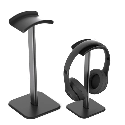 Ahonnpely headphone stand for desk - headset stand with Aluminum Hanger and Plastic Headrest, headphone holder for AirPods Max, Sony, Bose, Beats and More (Black)