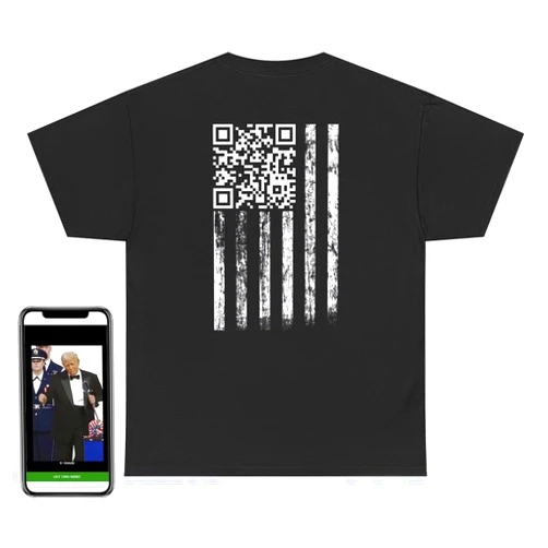 Varsity Mart YM CA Troll 45-47 Flag QR Shirt Funny Trump Dancing Republican Patriotic Meme Flag Tee