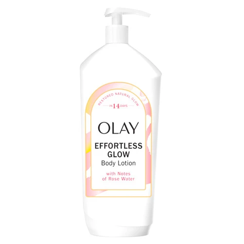 Olay Body Lotion for Women, Effortless Glow, Restore Natural Glow, 24hr Moisturizing & Deep Hydration, Absorbs Instantly, Penetrating Vitamin B3 Complex, For All Skin Types, Rose Water Scent, 18 fl oz