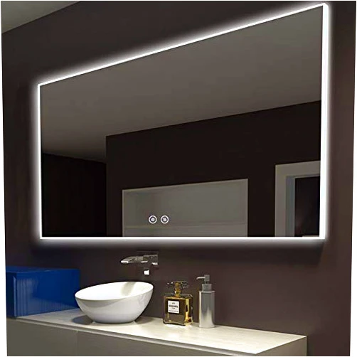 DECORAPORT 55 x 36 Inch Frameless Slim Acrylic Bathroom Mirror with Touch Switch, Demister, Dimming, Bluetooth Speakers, Vertical & Horizontal Wall-Mounted (D-D422-5536A)