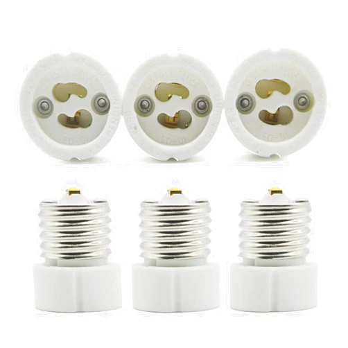 EMNOOTI E26 E27 Edison Screw Socket to GU10 Bayonet Base Adapter,GU10 Ceramic Socket Converters for GU10 Halogen Bulb, GU10 LED Spot Light,UL Listed, 660W/250V