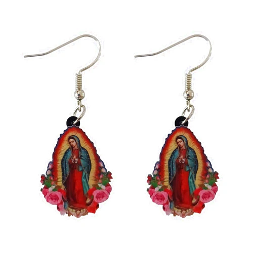 ROSTIVO Christmas Earrings for Women Cute Acrylic Virgin Mary Earrings