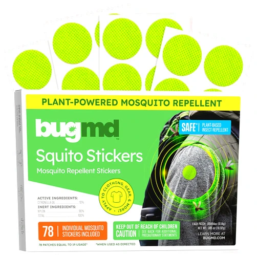 BugMD Squito Stickers Mosquito Repellent Patch Stickers for Adults (78 Patches), Safe & Effective Insect Repellent Patches for Toddlers, Kids, Camping, Beach & Outdoor Essentials