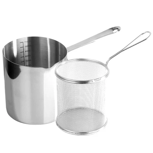 UPKOCH 1 Set Steel handle frying spoon fryer cookware shrimp frying basket chicken frying pot turkey fryer pot tempura frying pot stainless fry pot mini fryer steamer Stainless steel Mesh
