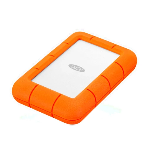LaCie Rugged Mini, 5T,B USB 3.0 Portable 2.5 inch External Hard Drive for PC and Mac, Orange/Grey, with Rescue Services (STJJ5000400)