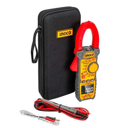 INGCO 1000A Digital AC/DC Clamp Meter, True RMS 6000 Counts Measures AC/DC Current to 1000A, AC Voltage to 750V, DC Voltage to 1000V Resistance Capacitance Continuity Temperature Inrush VFD LOZ NCV