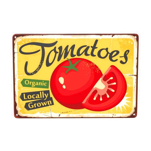 LOVEJIA Red Tomatoes Sign Vintage Metal Tin Sign Locally Grown Vegetables Garden Farm Wall Decor Metal Signs Tin Signs for Bar Pub Club Man Cave 8 x12 inch (CTP-6)