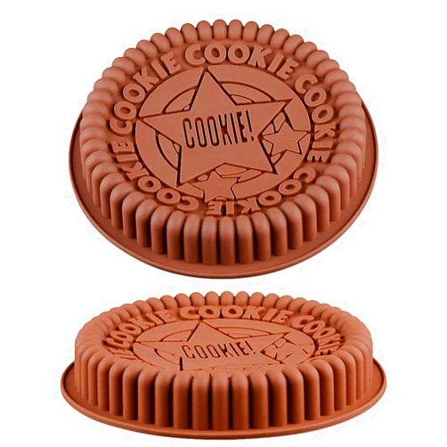 MoldFun 2Pcs Giant Sandwich Oreo Big Cookie Cake Pan 9 Inch Rock Star Bread Baking Silicone Mold (Set of 2, Random Color)
