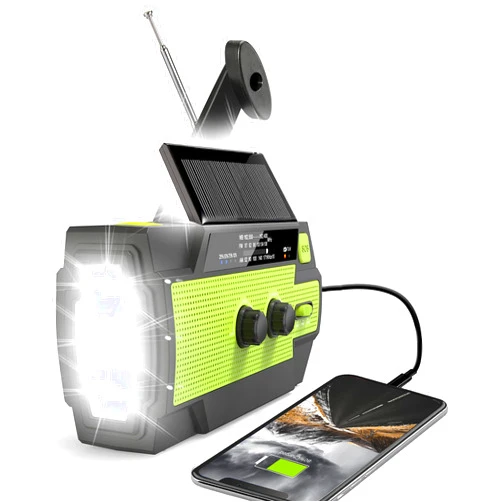 RunningSnail Emergency Crank Weather Radio, 4000mAh Solar Hand Crank Portable AM/FM/NOAA, with 1W 3 Mode Flashlight & Motion Sensor Reading Lamp, Cell Phone Charger, SOS for Home and Emergency Green