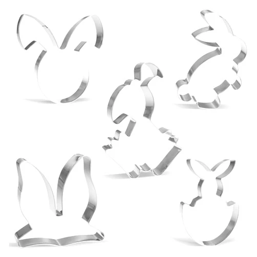 Keewah Easter Bunny Rabbit Cookie Cutter Set - 5 Piece - Stainless Steel