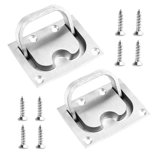 CLIO Stainless Steel Hatch Pull Flush Lift Solid Boat Ring Hatches Handles for Boat Deck Hatch Flush Ring Pull Home Furniture Drawer Cabinet Recessed Lid Handle (2 Pack of Flush Ring Pull)