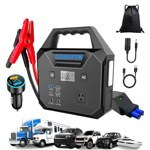 COSSIFTW 10000A jump Starter 12V 200W Portable Power Bank 130wh Car Starter Generator Booster Suitable for All Gas and 15L All Diesel Engine for Truck RV Yacht Bus Lawn Mower Mining Truck Farm Vehicle