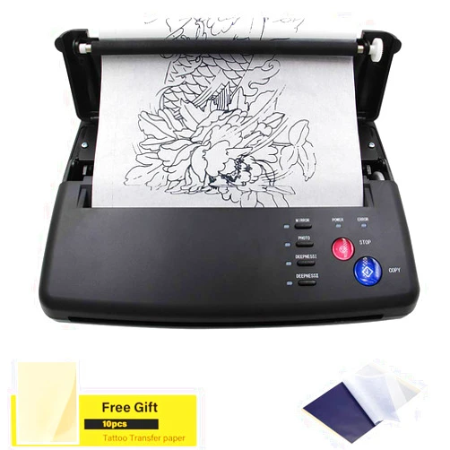 Tattoer Thermal Tattoo Printer Pro Stencil Machine for Tattooing A5 A4 Black Tattoo Transfer Stencil Machine with 10PCS Free Printer Paper
