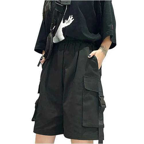 Kisswow Womens Shorts Elastic Waist Jorts Y2k Cargo Shorts for Women Gothic Clothes