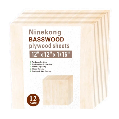 Ninekong 12 Pack Basswood Sheets 1/16 inch,12