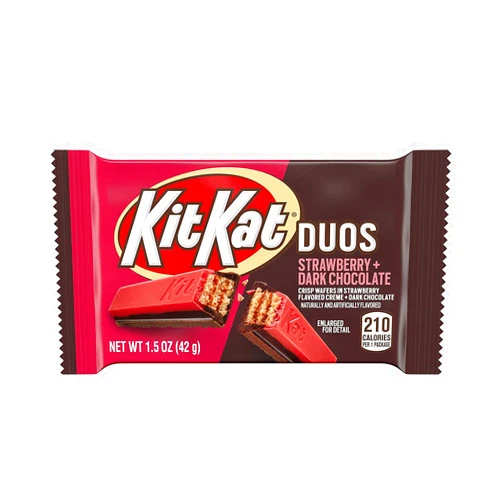 KIT KAT DUOS Chocolate Strawberry Creme Wafer Candy Bars, 1.5 oz (24 Count)