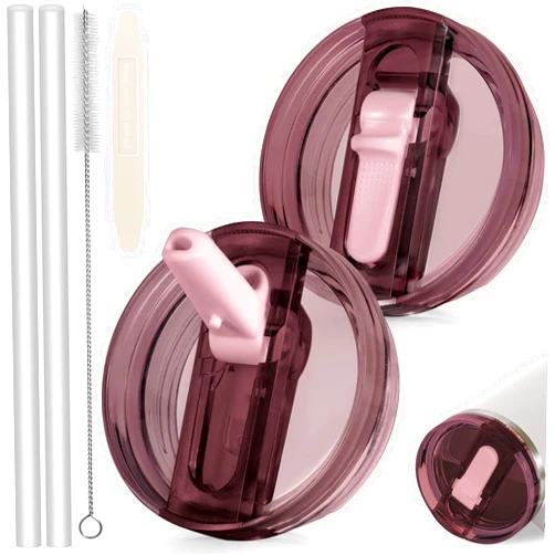 ANTAND 30oz Flip Straw Lid for 30 oz Stanley H2.0 Quencher,2 Pack Leak Proof Lid Replacement for Stanley Protour Stanley Cup Accessories 30 oz,No Spill Lids Cover Topper for Stanley Lid (2 Old Pink)