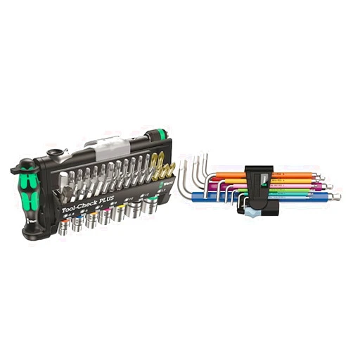 Wera Tool-Check Plus Bit Ratchet Set with Sockets - Metric and Wera 05022669001 L-Key Set 3950 Spkl/9 SM Metric of Stainless Steel