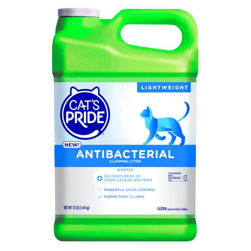 Cat's Pride New Antibacterial Cat Litter: Destroys 99.9% of Odor-Causing Bacteria - Powerful Odor Control - Premium Lightweight Clumping Litter - Scented, 12 Pounds