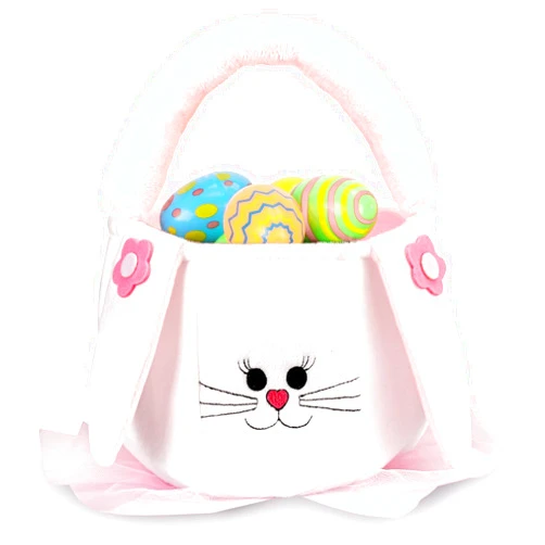 Vewicokop Easter Basket for Girls - Fluffy Bunny Easter Buckets with Handle,Furry Basket Tote Bags for Egg Hunts, Easter Gifts for Kids Girls Toddler