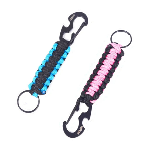 Kadactive Bottle Opener Keychain, Paracord Keychain with carabiner, Cool Beer Bottle Opener Keychain for Men and women, Car Keychain Bottle Opener, Key Chain Bottle Opener, Pink-Black, Lightblue-Black