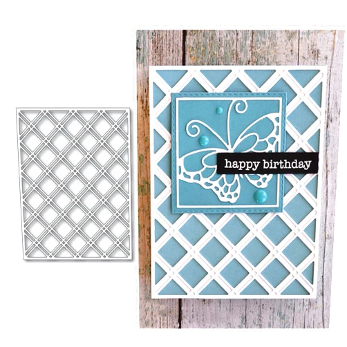 FAWENUCY Scrapbooking Die-Cuts, Layering Frame Metal Cutting Dies for Card Making, Paper Craft Punch Template, Background Embossing Stencils, DIY Album Décor (Grid background-14.3x11.1cm)