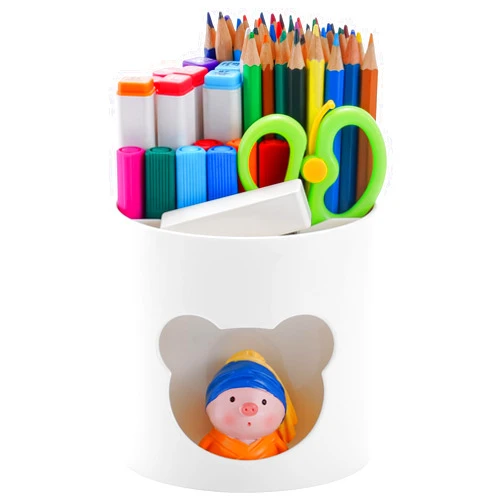 Marbrasse Desk Organizer, Cute Pen Holder for Desk, Pencil Pen Organizer for Classroom Must Haves, Art Supply Storage Box Caddy for Office, Home (White & White Bear Head, one size)