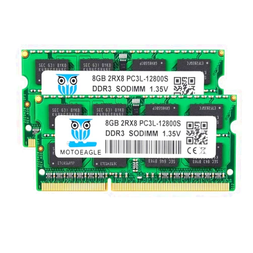 Motoeagle 8GB DDR3 DDR3L-1600 SODIMM, 16GB Kit (2x8GB) PC3L-12800S RAM 1600 Mhz, Motoeagle 2RX8 1.35V Dual Rank Module Chips Upgrade for Laptop