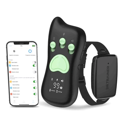 Dr.Trainer Dog Bark Collar - Dr.Trainer Dog Training Collar with Remote 2600ft for All Breed Dogs, Dog Shock Collar with Custom Sound & App Setting, Automatic Bark Stop and Remote Control Combo Collar