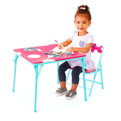 MINNIE Jakks Pacific Minnie Jr Activity Table Set with One Chairs ,Teal and Red