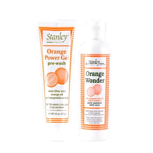 Stanley Home Products Orange Power Gel & Orange Wonder Stain Remover - Complete Cleaning Set - Removes Odors and Tough Stains Oil Grease and More on Fabric Upholstery and Other Surfaces