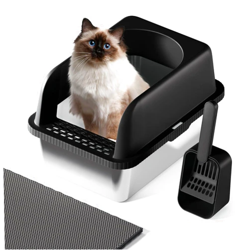 FYLICA Stainless Steel Cat Litter Box with Lid, 20